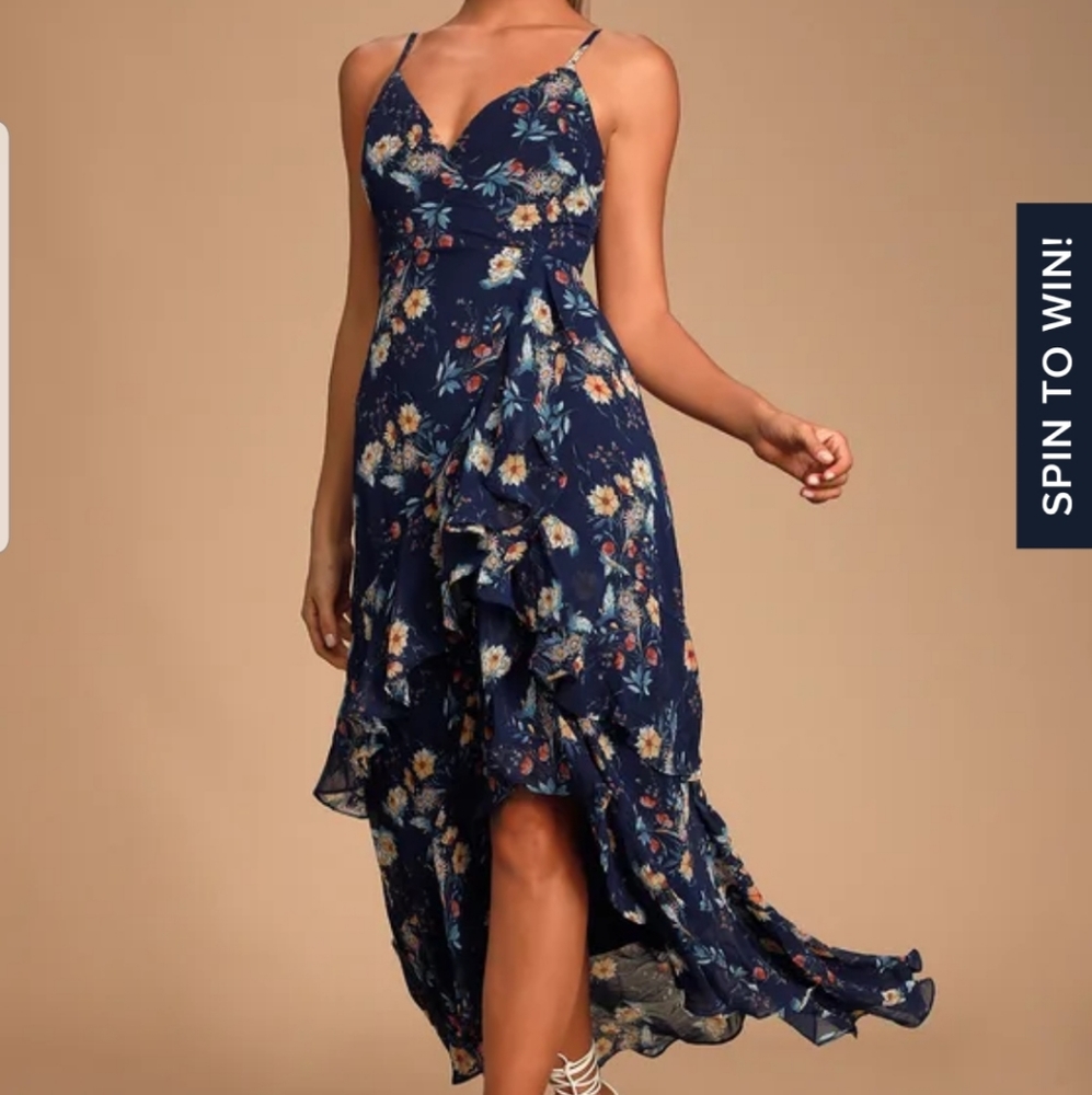 Lulu's Albina Floral Print Ruffled Maxi